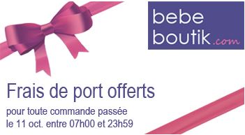Frais de ports offert le 11 octobre 2012  chez Bebeboutik
